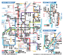大阪、神戸、京都の地下鉄路線図